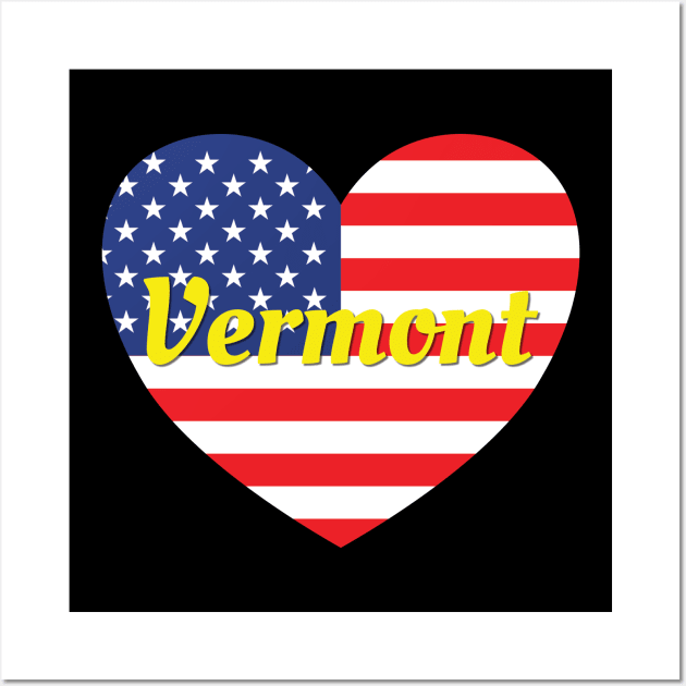 Vermont American Flag Heart Wall Art by DPattonPD